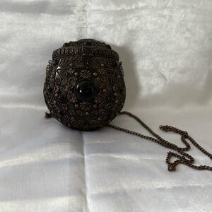 Ornate Black and Bronze Chain Bag